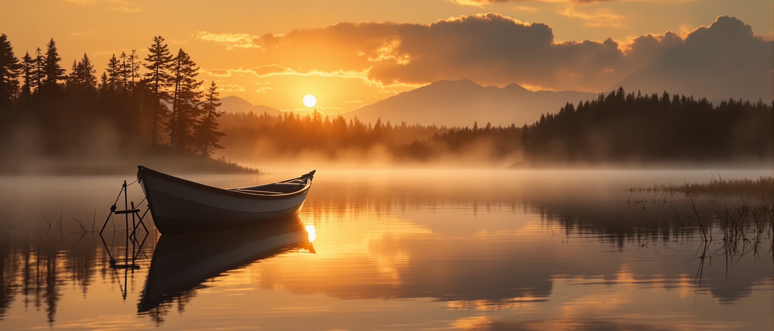 Sunrise fishing lake