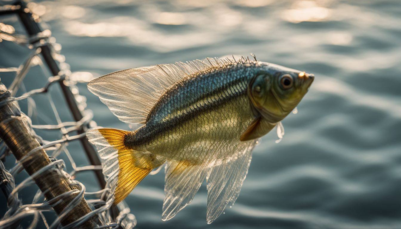 A close-up photo of a homemade minnow trap made from a soda bottle.